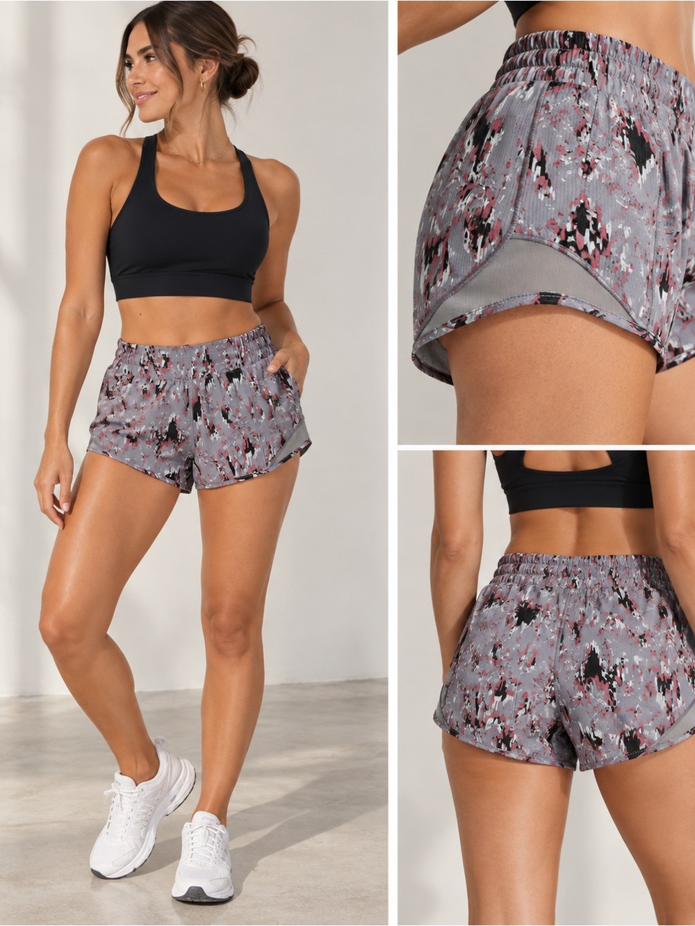 Lululemon | Hotty Hot Short II 2.5” Floral Flux Multi Raceway Grey - Size 8